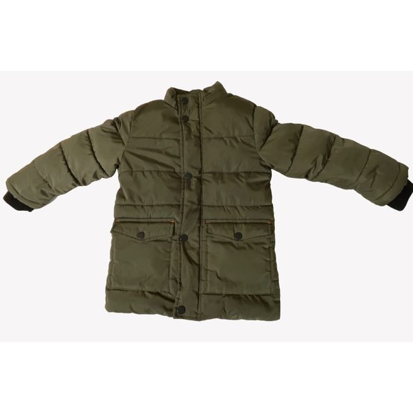 Members Mark Size 4T Toddler Cozy Boys Puffer Snow Jacket Army Green Orange Ski - Picture 1 of 13